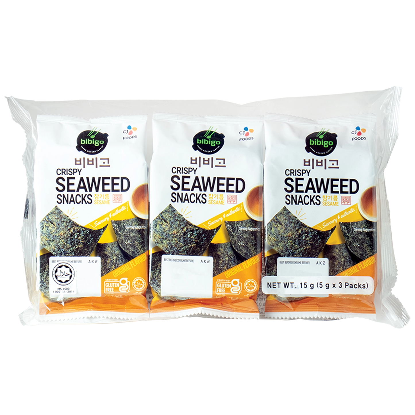 BIBIGO Crispy Seaweed Sesame Original 15G(3x5G)