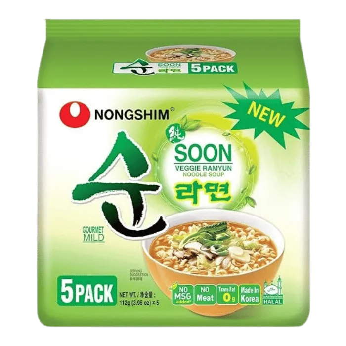 NONGSHIM Soon Veggie Ramyun Vegane Instant Nudeln 5x112g