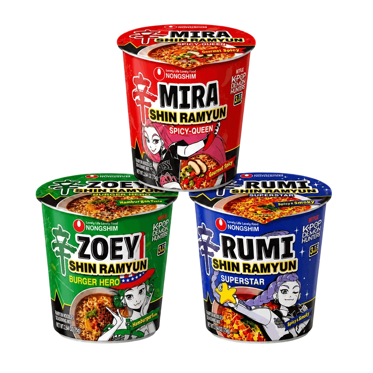 NONGSHIM Shin Ramyun Demon Hunters Cup Mix 3x68 g - Limited Edition