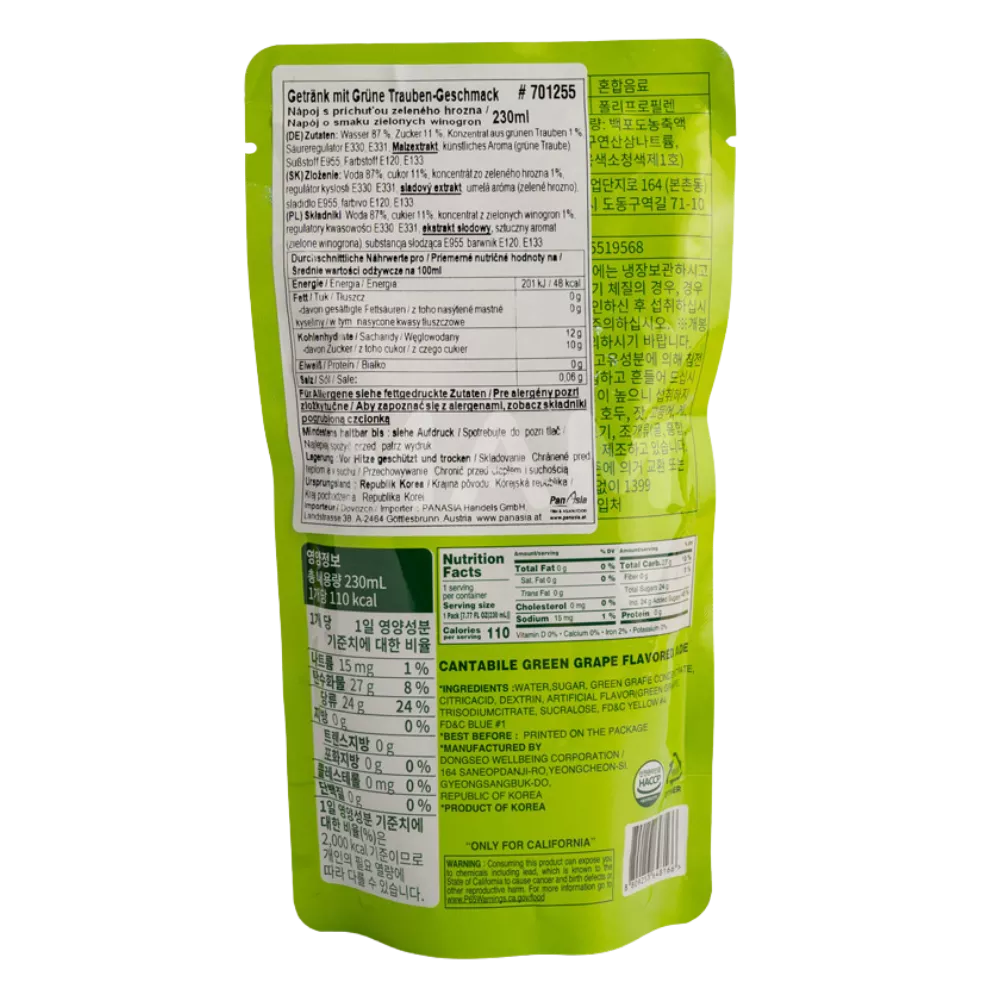 CANTABILE Flavoured Ade Green Grape 230ML
