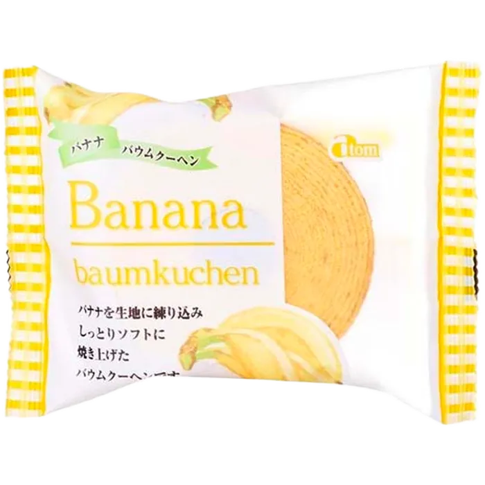 ATOM Baumkuchen Banana 80G – Japanischer Schichtkuchen mit Bananengeschmack